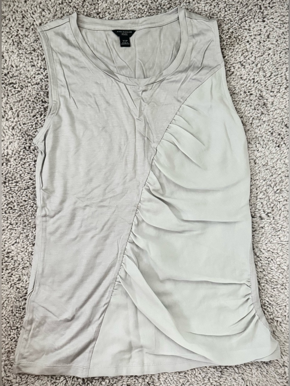 Ann Taylor Light Gray Sleeveless Ruched Panel Tank